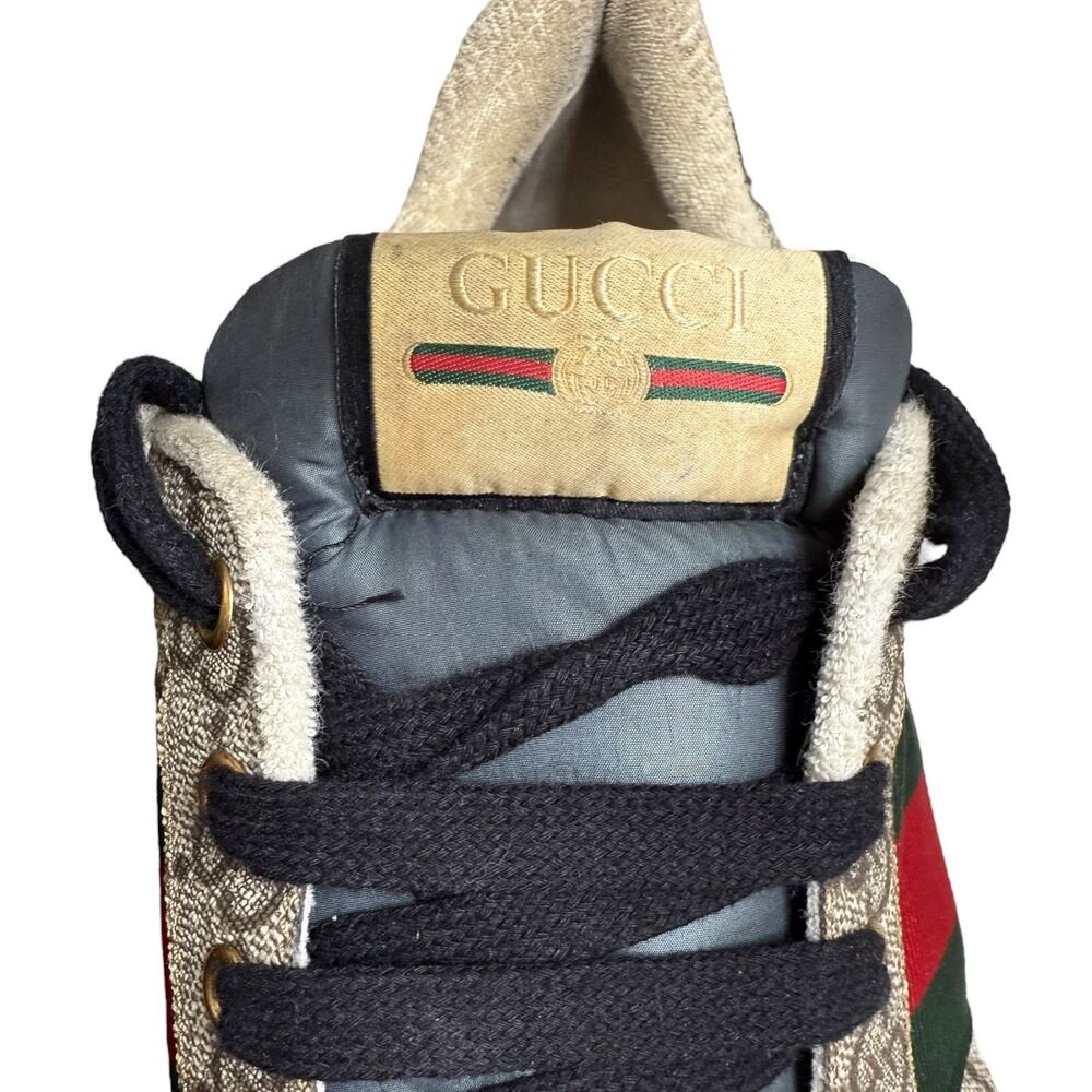 Gucci Screener canvas beige brown red green low top Sneakers size 10 Mens - Picture 6 of 13